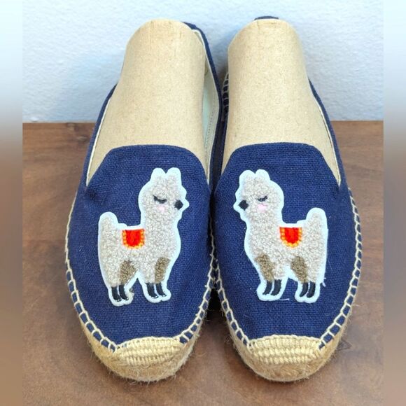 Soludos Llama Espadrille Whimsical Coastal Preppy Animal Print Quirky 6 1/2 - Picture 1 of 8